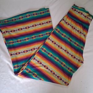Crazy Train Flare Leg Leggings Aztec Navajo Print Colorful Pants Southwestern